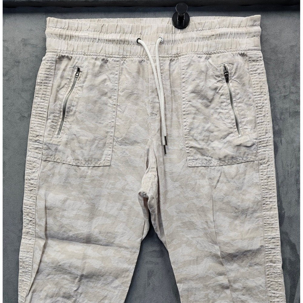 ATHLETA Cabo Tide Linen Jogger Beige Camo High Rise Pants Size 10 531156-00